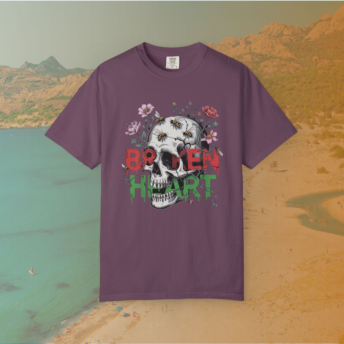 Broken Heart Skull T-Shirt | Dark Floral Goth Graphic Tee | Dark Cottagecore Aesthetic