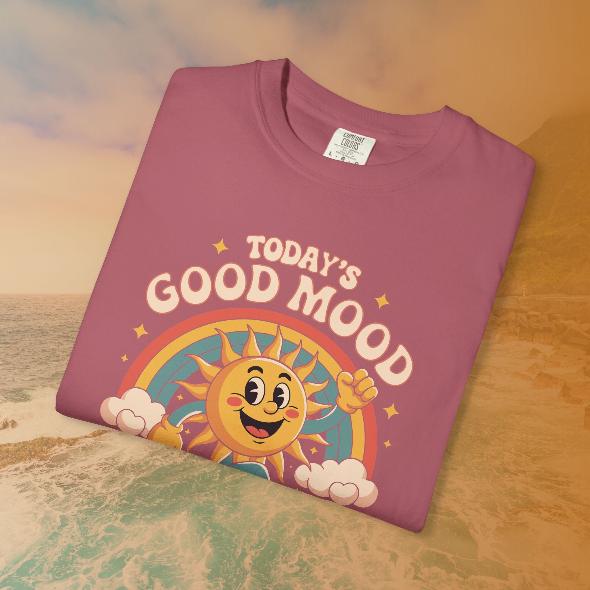 Today's Good Mood Sponsored by Dog Walks Groovy Retro T-Shirt | Dog Mom Dog Dad Gift Shirt