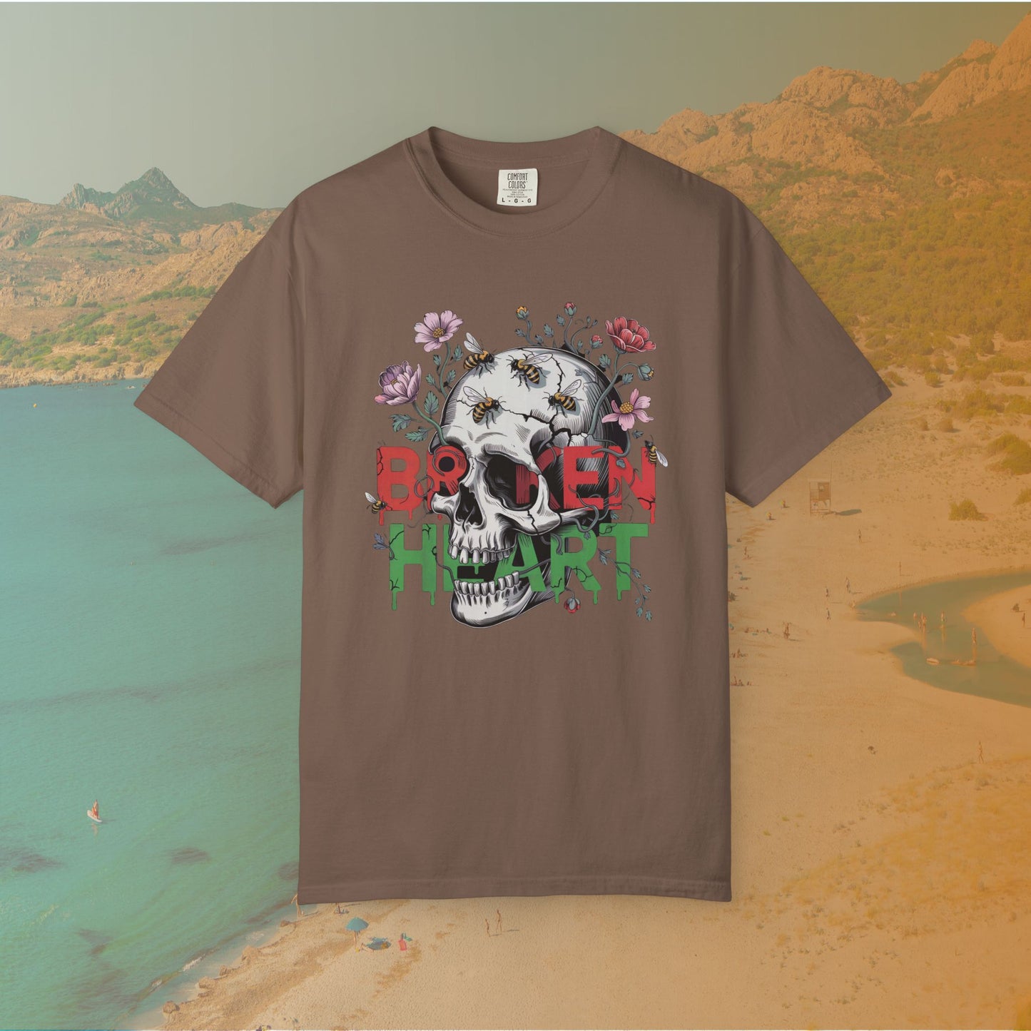 Broken Heart Skull T-Shirt | Dark Floral Goth Graphic Tee | Dark Cottagecore Aesthetic