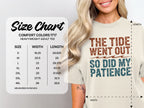 Comfort Colors 1717 heavyweight adult tee size chart with garment dimensions.