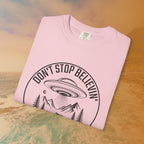DON'T STOP BELIEVIN' UFO Camping T-Shirt