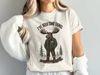 T-shirt with graphic of moose in jacket and text "I'VE SEEN SOME THINGS".