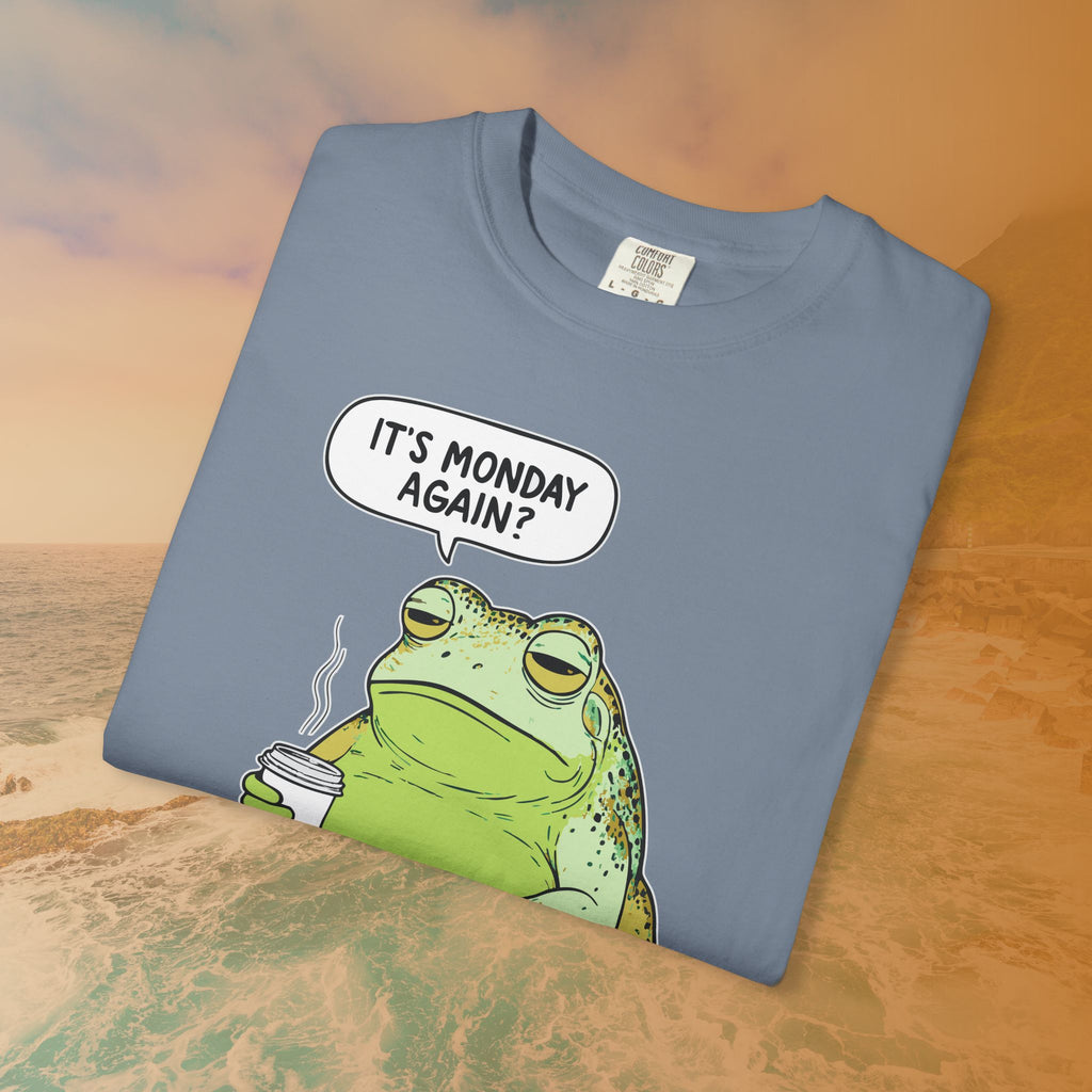 Funny Monday Frog Coffee Shirt | It's Monday Again Slogan Tee