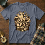 T-shirt with raccoon holding a boot, saying "A.F.O.G. - Another Fine Outdoor Gaffe".