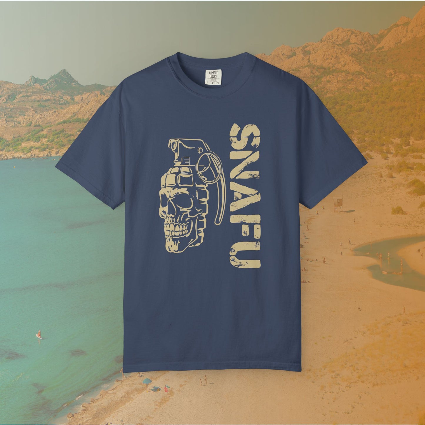 SNAFU Skull Grenade T-Shirt | Military Slang Veteran Gift | Grunge Dark Aesthetic Apparel