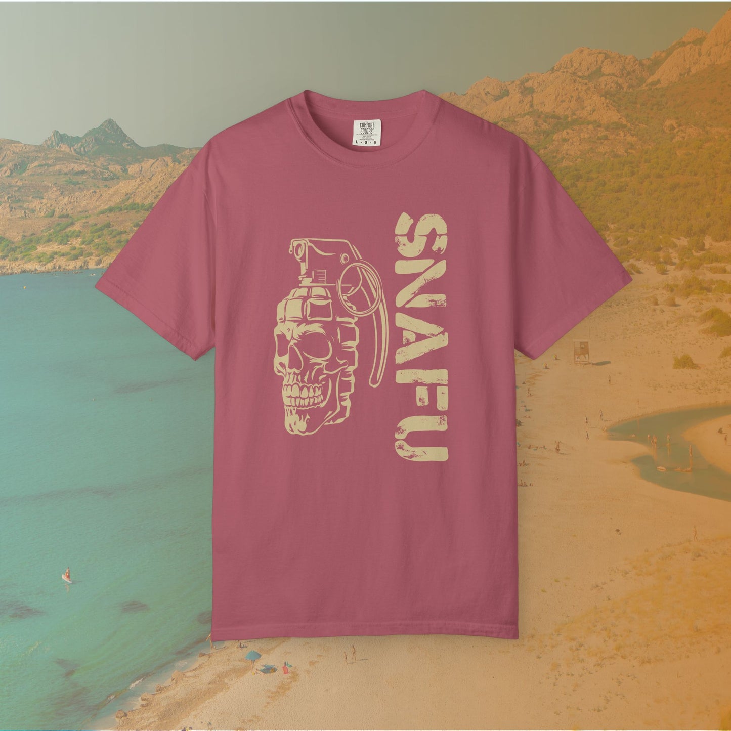 SNAFU Skull Grenade T-Shirt | Military Slang Veteran Gift | Grunge Dark Aesthetic Apparel