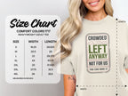 Comfort Colors 1717 heavyweight adult tee size chart with measurements in inches.