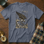 T-shirt featuring an illustration of an osprey diving for fish.
