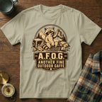 T-shirt with a raccoon graphic reading "A.F.O.G. Another Fine Outdoor Gaffe".