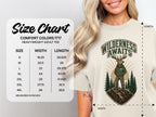 Comfort Colors 1717 heavyweight adult tee size chart with width and length measurements.