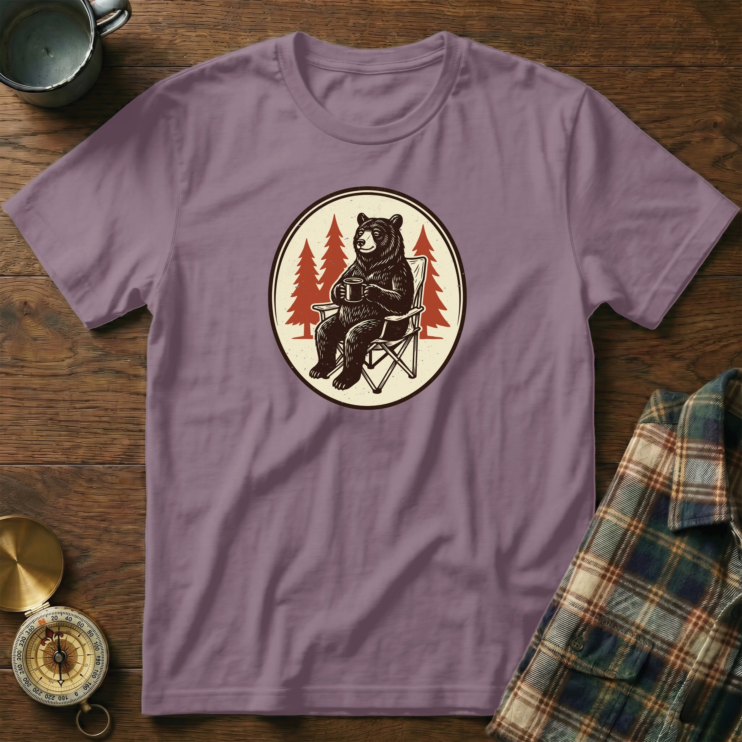 Bear sitting in a camp chair