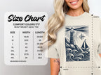 Size chart for Comfort Colors 1717 heavyweight adult tee with measurements.