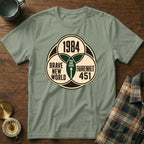 T-shirt design with four circles showing "1984", "Brave New World", "Fahrenheit 451", and "You are here."