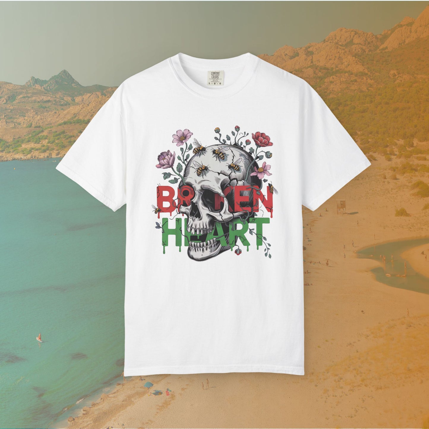 Broken Heart Skull T-Shirt | Dark Floral Goth Graphic Tee | Dark Cottagecore Aesthetic