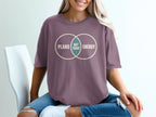 Purple t-shirt with intersecting circles reading "PLANS," "ENERGY," and "NOT TODAY."