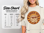 Comfort Colors 1717 heavyweight adult tee size chart with width and length measurements in inches.