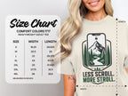 Size chart for Comfort Colors 1717 heavyweight adult tee with width and length measurements.