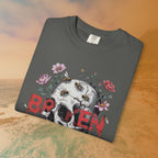Broken Heart Skull Floral Goth T-Shirt