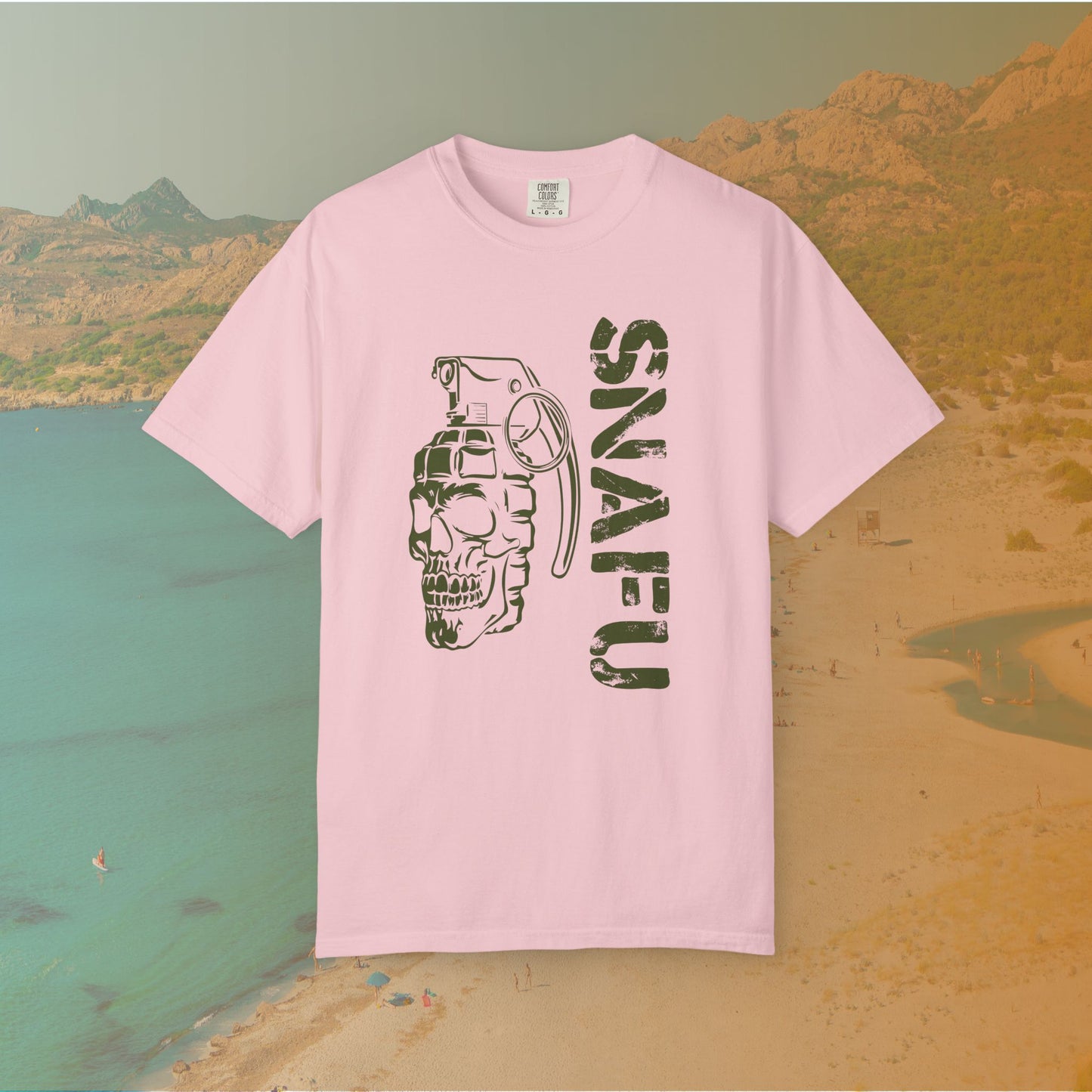 SNAFU Skull Grenade T-Shirt | Military Slang Veteran Gift | Grunge Dark Aesthetic Apparel