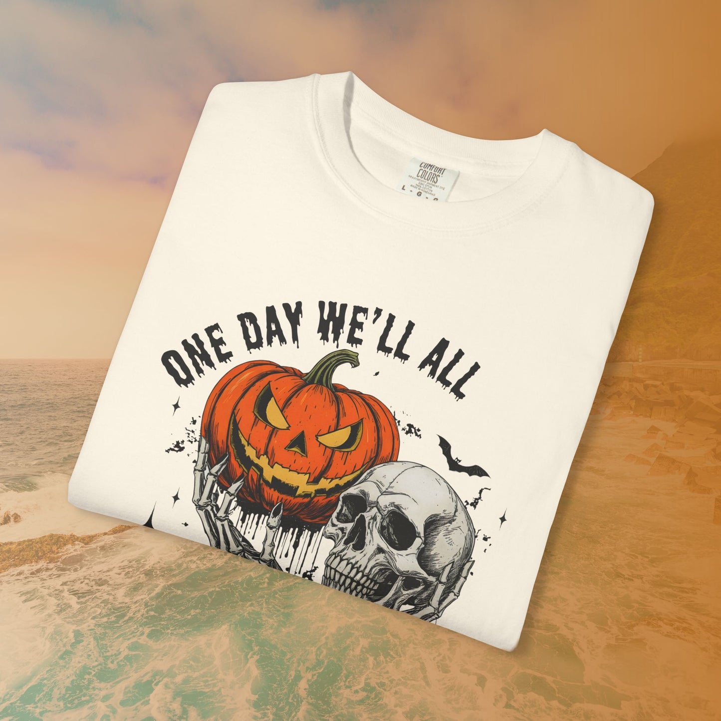 One Day We'll All Be Skeletons T-Shirt | Halloween Skull Pumpkin Graphic Tee | Morbid Humor Goth Gift