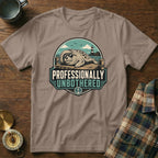 T-shirt graphic with a seal wearing sunglasses and the text "PROFESSIONALLY UNBOTHERED".