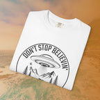 DON'T STOP BELIEVIN' UFO Camping T-Shirt