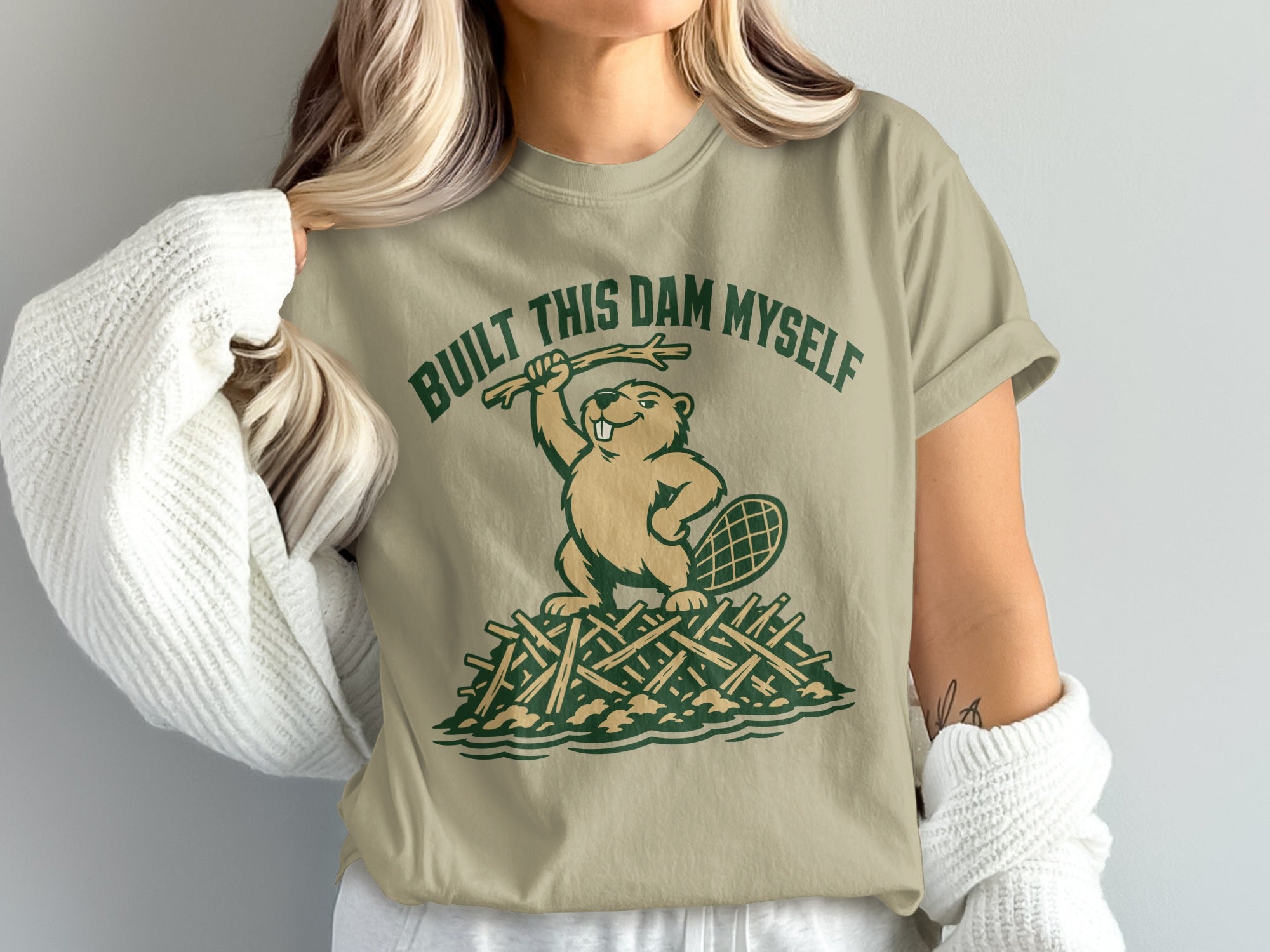 Beaver on dam graphic with "Built This Dam Myself" text.