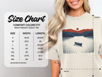 Comfort Colors 1717 heavyweight adult tee size chart with width and length measurements.