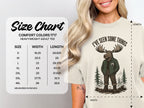 Size chart for Comfort Colors 1717 heavyweight adult tee with moose graphic.