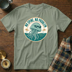 T-shirt with a cartoon jellyfish graphic and text "NO SPINE, NO PROBLEM".