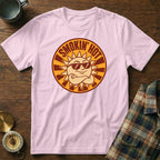 Pink t-shirt with a sun graphic and text "SMOKIN' HOT".