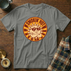 Grey t-shirt with "SMOKIN' HOT" text and a smiling sun wearing sunglasses.