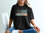 Black t-shirt with "From Summit to Sea" text and mountain and ocean graphic.