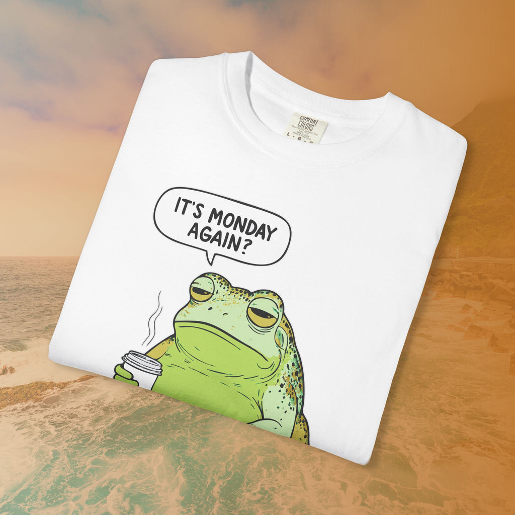 Funny Monday Frog Coffee Shirt | It's Monday Again Slogan Tee