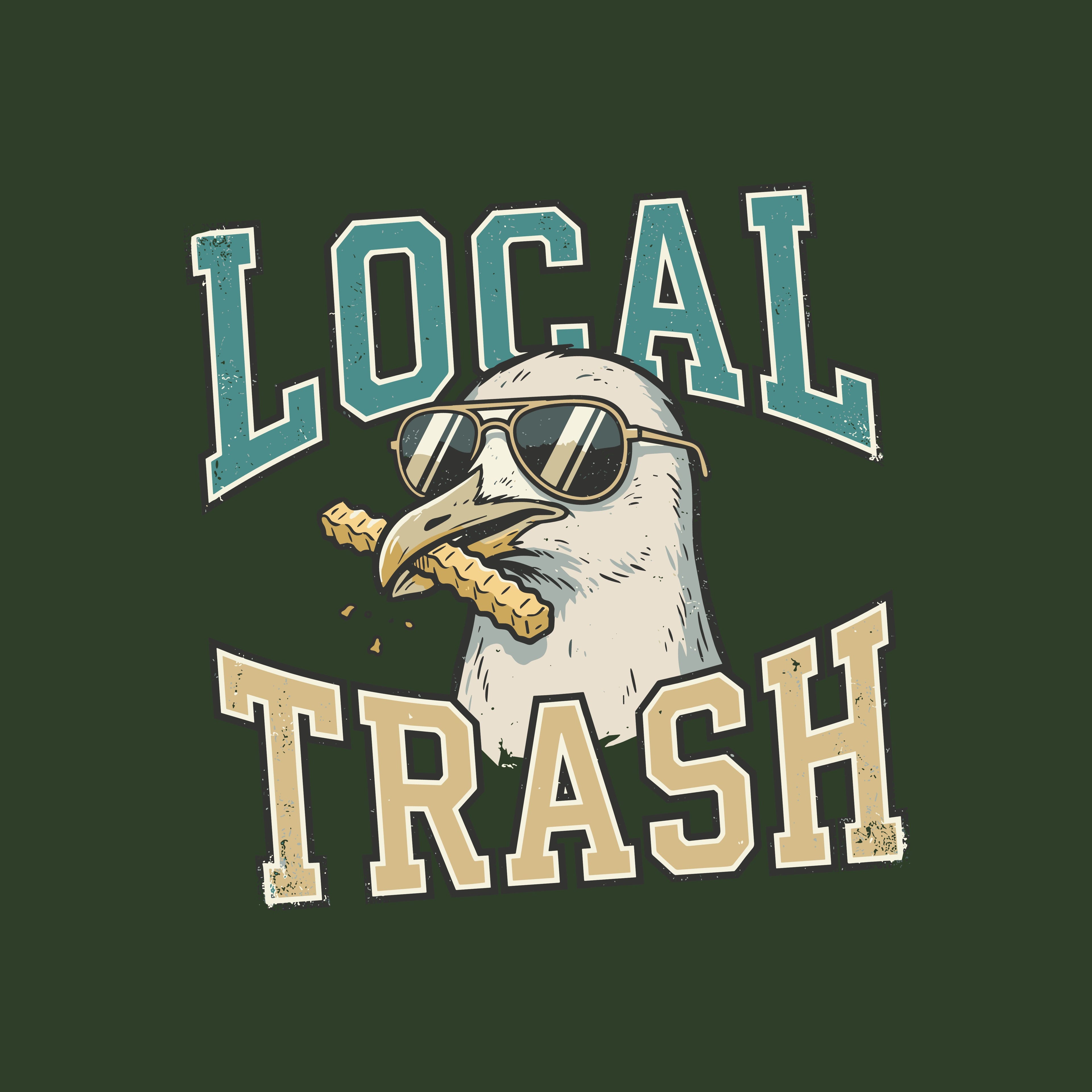 Local Trash Seagull Beach Humor T-shirt