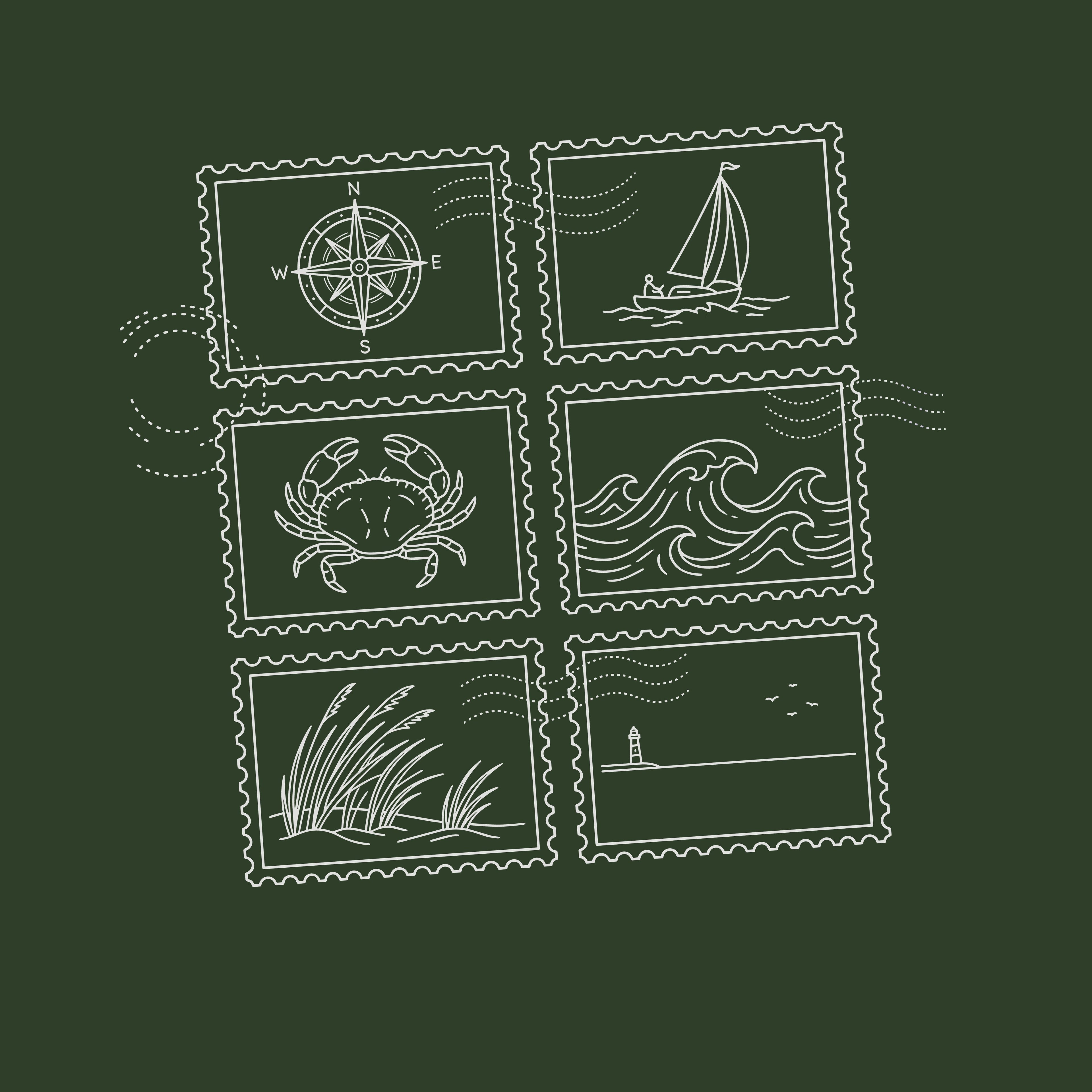 Coastal Wanderer Stamp Collection T-shirt
