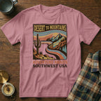 Desert to Mountains Southwest USA graphic t-shirt.