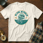 White t-shirt with a circular graphic of a smiling jellyfish wearing sunglasses.
