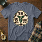 T-shirt with graphic "1984 You Are Here Brave New World Fahrenheit 451"