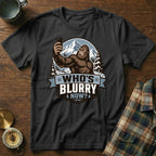 Bigfoot taking a selfie with mountains and text "Who's Blurry Now?"