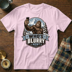 Bigfoot taking a selfie in mountains with text "Who's Blurry Now?".
