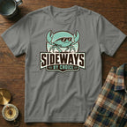 Grey t-shirt with a cartoon crab in sunglasses and "SIDEWAYS BY CHOICE" text.
