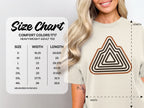 Comfort Colors 1717 heavyweight adult tee size chart with width and length measurements.