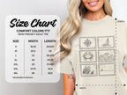 Size chart for Comfort Colors 1717 heavyweight adult tee.