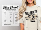 Comfort Colors 1717 heavyweight adult tee size chart with width and length measurements.