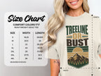 Size chart for Comfort Colors 1717 heavyweight adult tee with width and length measurements.