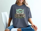Crab wearing sunglasses with text "SIDEWAYS BY CHOICE" on a dark t-shirt.