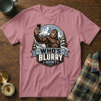 Bigfoot taking a selfie with mountains behind, text "Who's Blurry Now?".