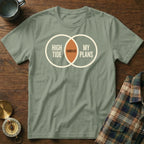 T-shirt with Venn diagram reading "High Tide" and "My Plans," with "Canceled" in the overlap.