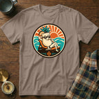 T-shirt with a cartoon cocktail character relaxing on a beach chair.